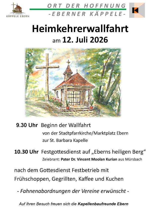 Heimkehrerwallfahrt zur St. Barbara-Kapelle in Ebern, Sonntag, 12. Juli 2026