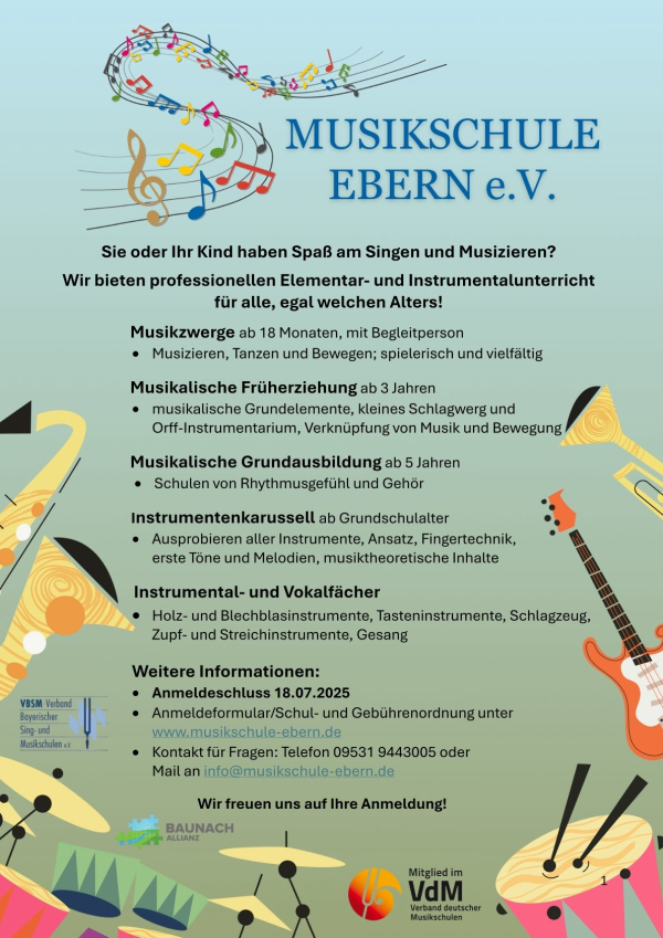 Musikschule verlängert Anmeldefrist bis 18.07.2025