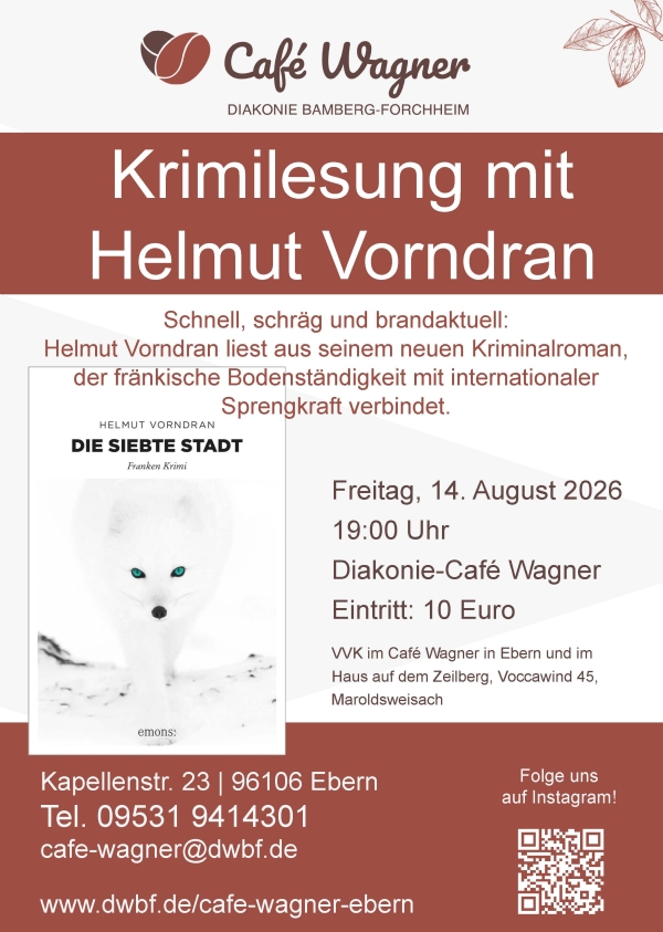 Mordsspannung im Caf&eacute; Wagner! Krimilesung mit Helmut Vorndran