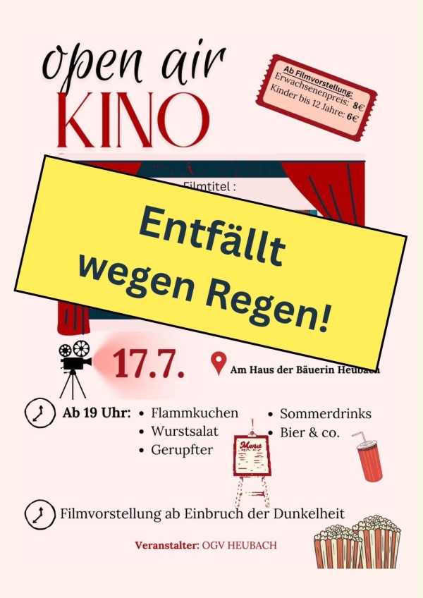 Open-Air-Kino am Haus der Br&auml;uerin in Heubach entf&auml;llt