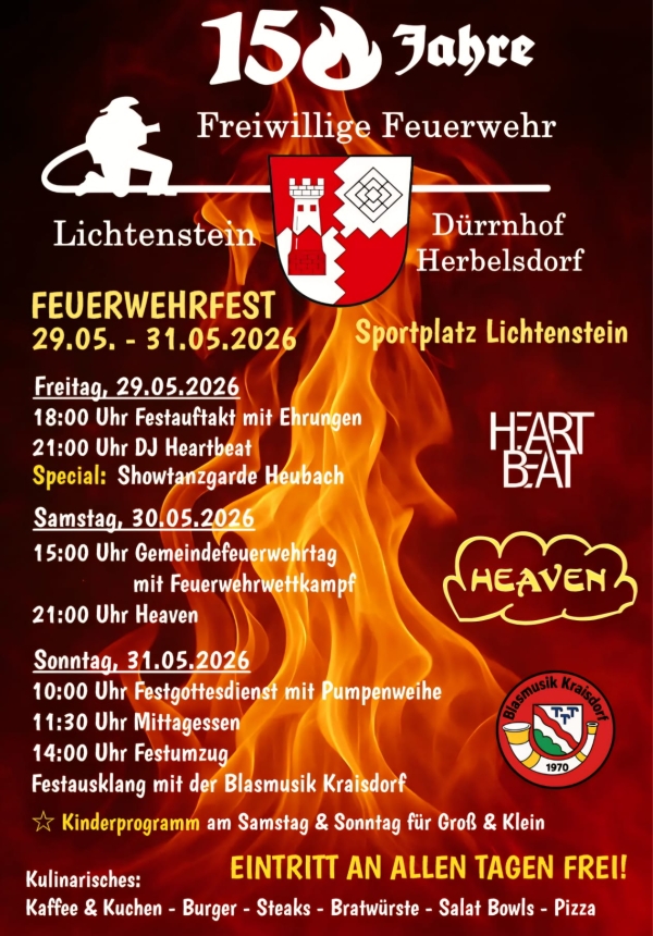 FFW Lichtenstein-D&uuml;rrnhof-Herbelsdorf feiert 150 Jahre