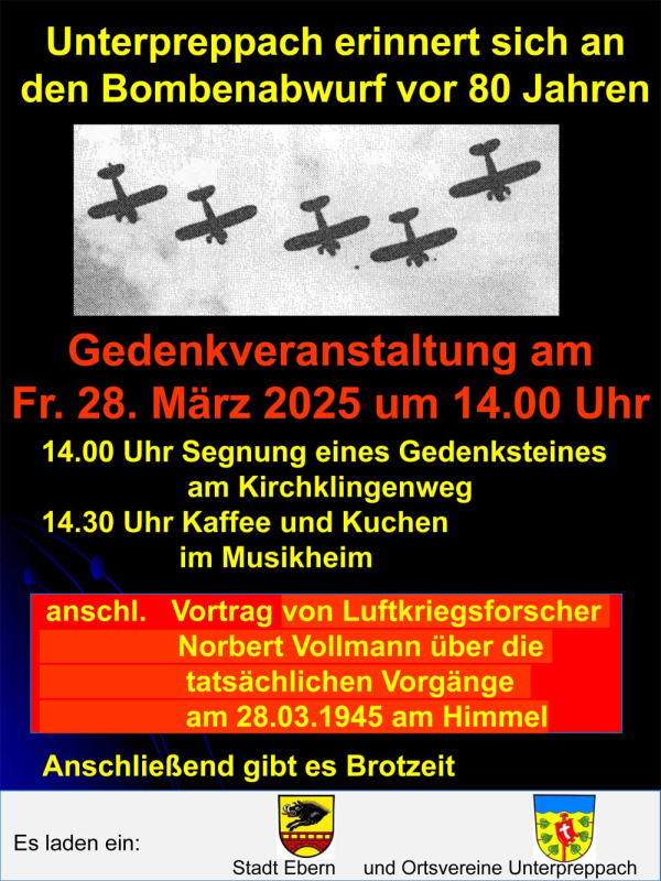 Gedenkstein zu Ehren von Isabella Vollkommer in Unterpreppach – Bombenabwurf auf Unterpreppach 1945 vor 80 Jahren